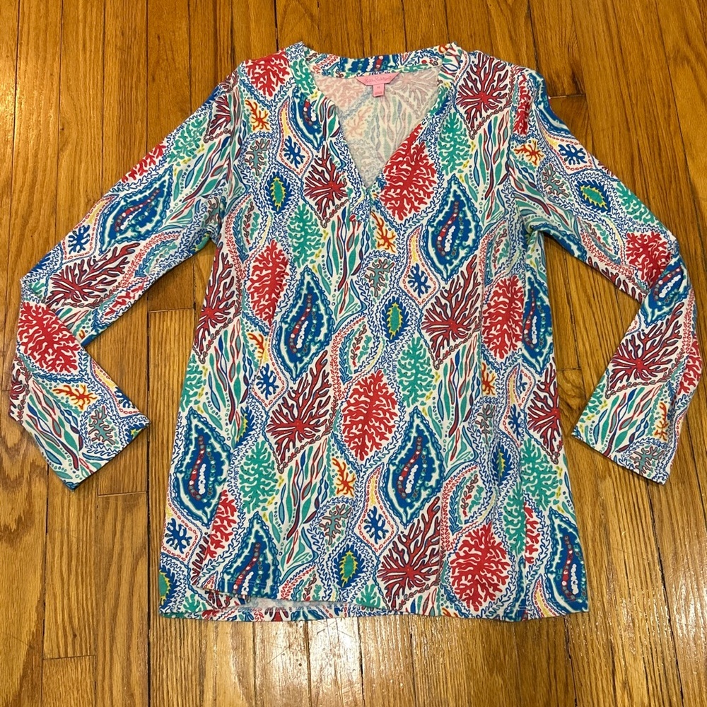 Lilly Pulitzer Let Minnow Cotton V-Neck Tunic